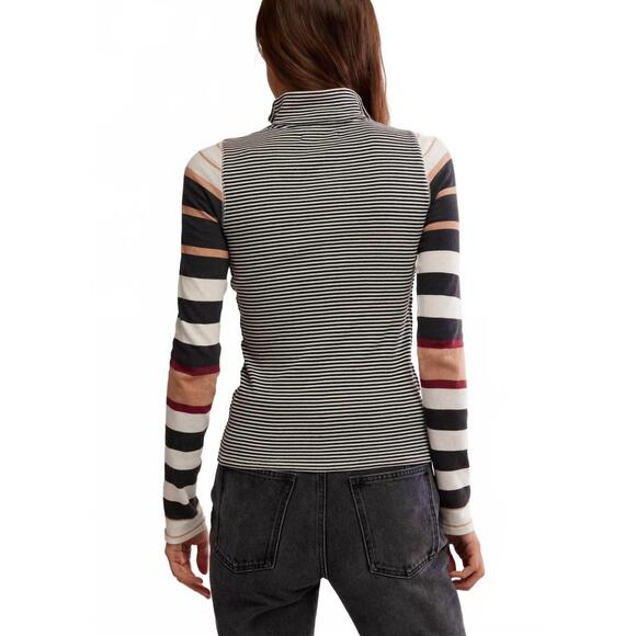 NEW FREE PEOPLE avery zip up sweater in multi - Picture 6 of 6